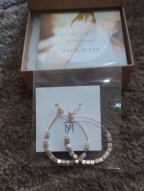Jill Michael Rose Gold Hoop Earrings with Cube Accents
